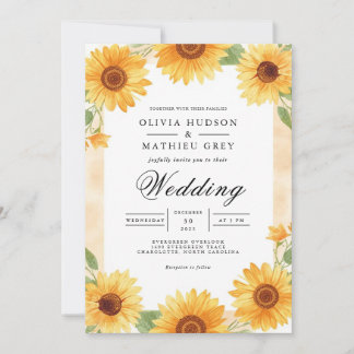 Golden Sunflower Arch Blüh Hochzeit Einladung