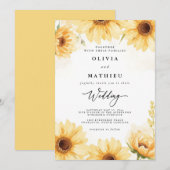 Golden Sunflower Bloom Wedding Einladung (Vorne/Hinten)
