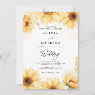 Golden Sunflower Bloom Wedding Einladung