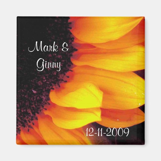 Golden Sunflower Blumenbräu Rett Datum Magnet (Vorne)