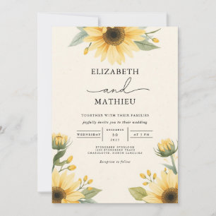 Golden Sunflower Botanicals Hochzeit Einladung