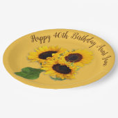 Golden Sunflower Custom Geburtstagsparty Pappteller (Schrägansicht)