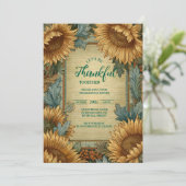 Golden Sunflower Ernte Einladung (Stehend Vorderseite)