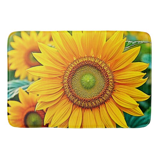 Golden Sunflower Field Serenity Design Badematte (Vorderseite)