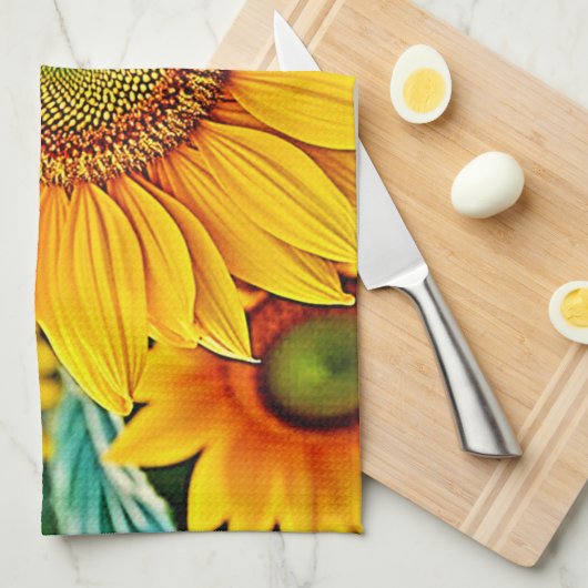 Golden Sunflower Field Serenity Design Geschirrtuch (Viertel Falte)