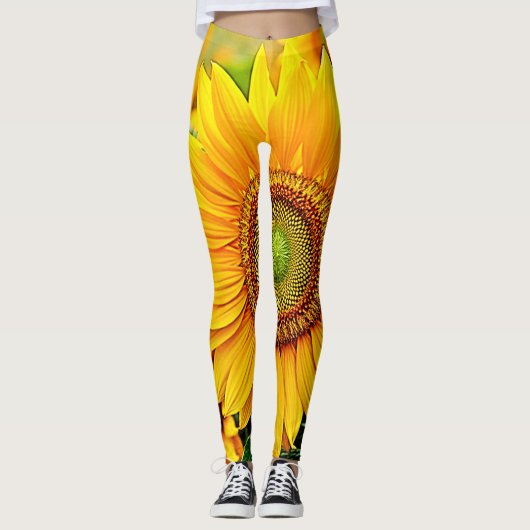 Golden Sunflower Field Serenity Design Leggings (Vorderseite)