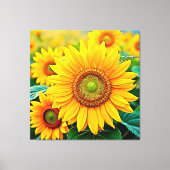 Golden Sunflower Field Serenity Design Leinwanddruck (Vorderseite)