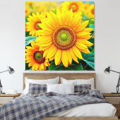 Golden Sunflower Field Serenity Design Leinwanddruck (Insitu (Schlafzimmer))