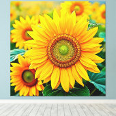 Golden Sunflower Field Serenity Design Leinwanddruck (Insitu (Holzboden))