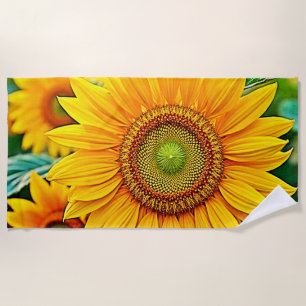 Golden Sunflower Field Serenity Design Strandtuch
