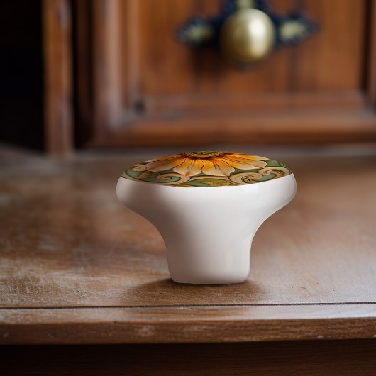 Golden Sunflower Glory Keramik Knoblauch Pull Keramikknauf