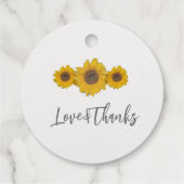 Golden Sunflower Trio - personalisierte Hochzeit Geschenkanhänger (Rückseite)