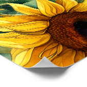 Golden Sunflower Triptych Poster (Ecke)