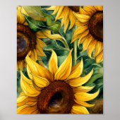 Golden Sunflower Triptych Poster (Vorne)