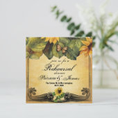 Golden Sunflowers Hochzeitliche Probe Dinner Card Einladung (Stehend Vorderseite)