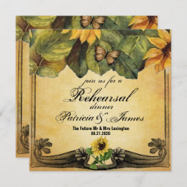 Golden Sunflowers Hochzeitliche Probe Dinner Card Einladung