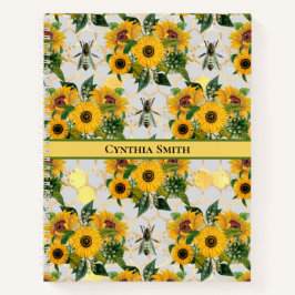 Golden Sunflowers Honeycomb und Royal Bee Notizblock