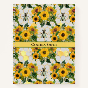 Golden Sunflowers Honeycomb und Royal Bee Notizblock