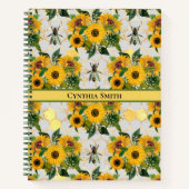 Golden Sunflowers Honeycomb und Royal Bee Notizblock (Vorderseite)