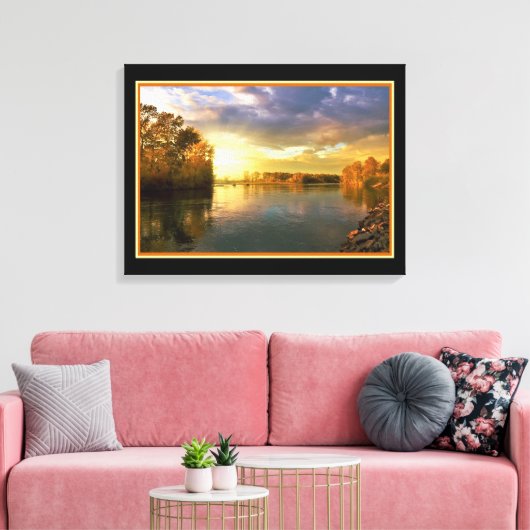 Golden Sunny River Canvas Print Leinwanddruck (Insitu (Wohnzimmer))