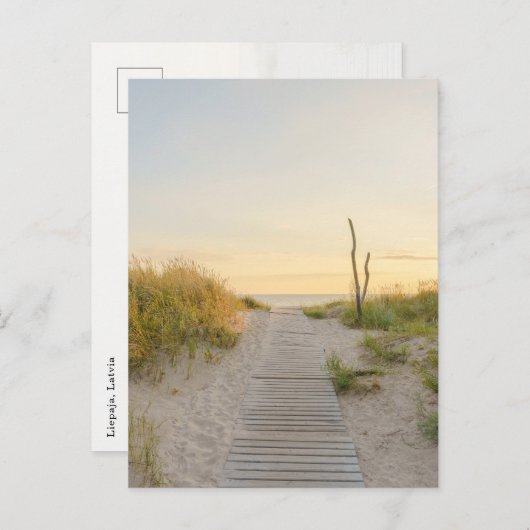 Golden sunset Baltic sea view in Liepaja, Latvia Postkarte (Vorne/Hinten)