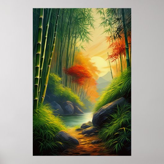 Golden Sunset Bathed and Breakfast Bamboo Forest Poster (Vorne)