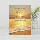 Golden Sunset Beach Einladung zur Hochzeit (Stehend Vorderseite)