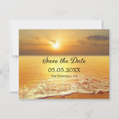 Golden Sunset Beach oder Ziel Save the Date Ankündigung (Vorderseite)