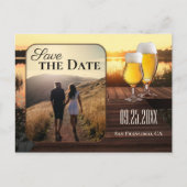 Golden Sunset Beer Save the Date Foto Postkarte (Vorderseite)