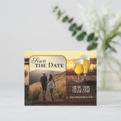 Golden Sunset Beer Save the Date Foto Postkarte (Stehend Vorderseite)