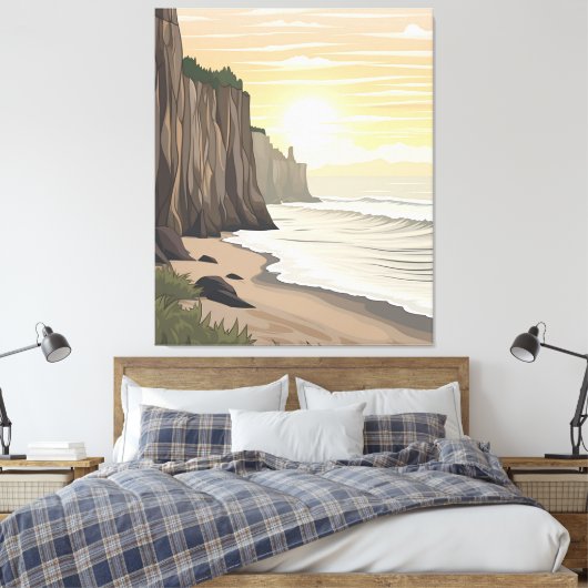 Golden Sunset Cliffs mit Blick auf den Ozean Leinwanddruck (Insitu (Schlafzimmer))