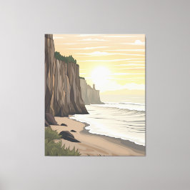 Golden Sunset Cliffs mit Blick auf den Ozean Leinwanddruck