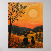 Golden Sunset Companies - Naïf Rural Serenity Art Poster (Vorne)