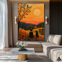 Golden Sunset Companies - Naïf Rural Serenity Art Poster