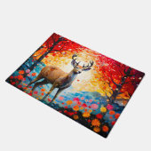 Golden Sunset Floral Fall Forest Deer Fußmatte (Schrägansicht)