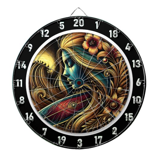 Golden Sunset Glow Kunst Dartscheibe (vorne)