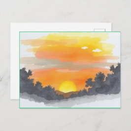 Golden Sunset Horizon Scenic Postcard Postkarte