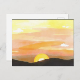 Golden Sunset Horizon Scenic Postcard Postkarte