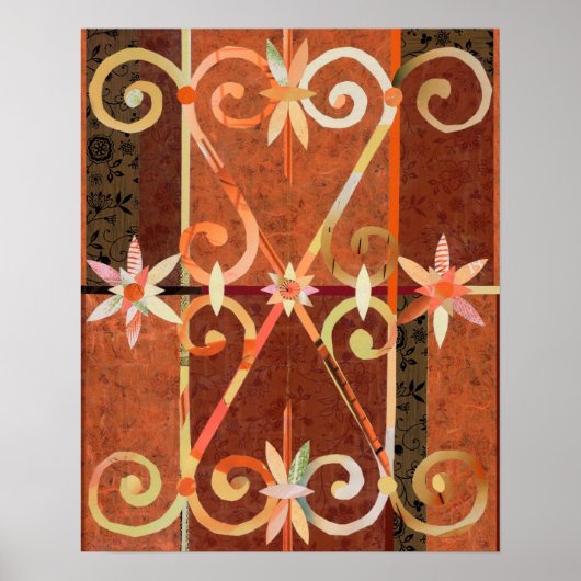 Golden Sunset in CHEFCHAOUEN Paper Collage Poster (Vorne)