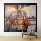 Golden Sunset Light on a Raine Town Café Wandteppich (Beispiel (Horizontal))