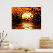 Golden Sunset Liquid Reflection Poster (Küche)