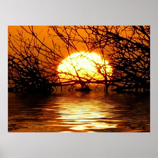 Golden Sunset Liquid Reflection Poster (Vorne)