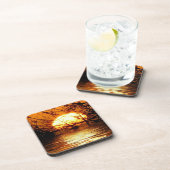 Golden Sunset Liquid Reflection Set von 6 Getränkeuntersetzer (Rechte Seite)