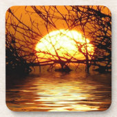 Golden Sunset Liquid Reflection Set von 6 Getränkeuntersetzer (Vorderseite)