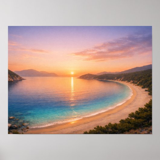 Golden Sunset Ocean Bay Poster - Mediterranean (Vorne)
