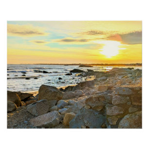 Golden Sunset Ocean Foto Naturfotografie Poster