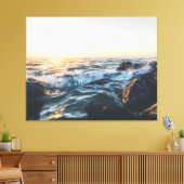 Golden Sunset Ocean Waves on Rocks Serene Seascape Leinwanddruck (Insitu (Wohnzimmer))