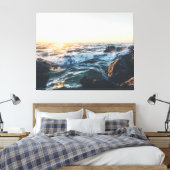 Golden Sunset Ocean Waves on Rocks Serene Seascape Leinwanddruck (Insitu (Schlafzimmer))