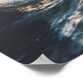 Golden Sunset Ocean Waves on Rocks Serene Seascape Poster (Ecke)