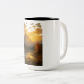 Golden Sunset Over Tranquil Mountain Lake Zweifarbige Tasse (VorderseiteRechts)